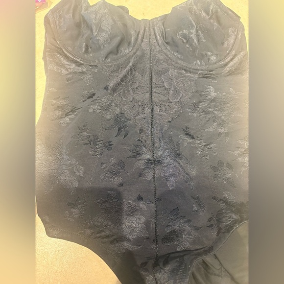 Flexees Black Floral Shapewear Bodysuit - Picture 6 of 6